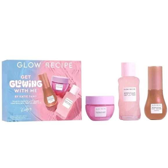 Glow Recipe Get Glowing With Me 3 Pc MINI Set Hue Drops Plum Plump Cream Toner - Picture 1 of 9